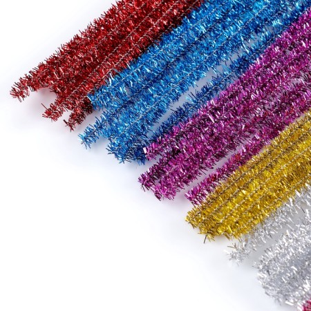 Wire with pile for crafts and decoration, set of 50 pcs., Mix color with brilliance-3