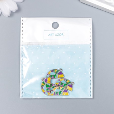 Decor for creativity metal, enamel "colorful half" 2x1 cm-3
