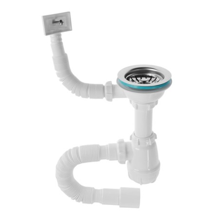 Aquant siphon for washing, 3 1/2 "x 40 mm, rectangular overflows, with corrugated 40x40/50 mm
