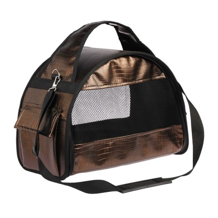 Bag - animal transport, semicircular, artificial leather, 40 x 20 x 27 cm, brown