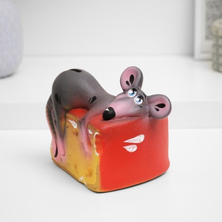 Piggy bank "Mouse on cheese" 15cm-1