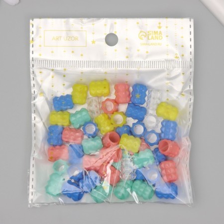 Beads for creativity plastic "faceted cylinder" mix set 20 grams 0.8x0.8x1.2 cm-3