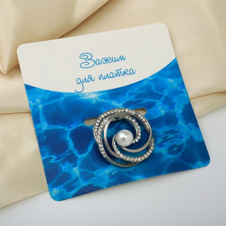 Clip for the scarf "pearl curl", the color is white in matte silver-6