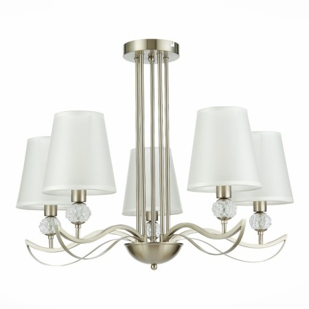 Ceiling EVOLUCE lamp. Sle111203-05. Bergamo. 5x40 W, E14, 66x66x50 cm, Nickel color, transparent-4