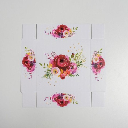 Confectionery packaging, boxing box with PVC lid, "flowers", 12 x 12 x 3 cm-3