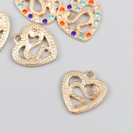 Decor for creativity metal, rhinestones "Snake in the heart" gold 0.3x1.9x2 cm-1