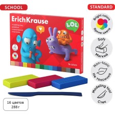 Plasticine 16 colors, 288 g, Erichkrause 