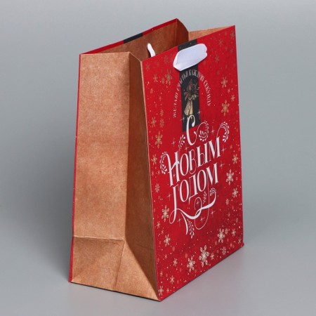 Craft vertical package “I wish happiness”, MS 18 x 23 x 10 cm, New Year-1