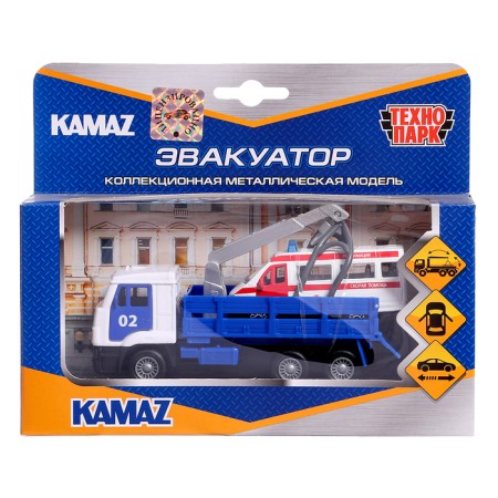 Metal machine “Kamaz evacuator”, 12 cm, doors, movable parts, inertia, ambulance 7.5 cm are opened-9