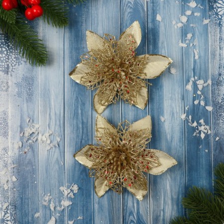 Jewelry decoration "Precious Flower" (set 2 pcs) net, 12 cm, gold