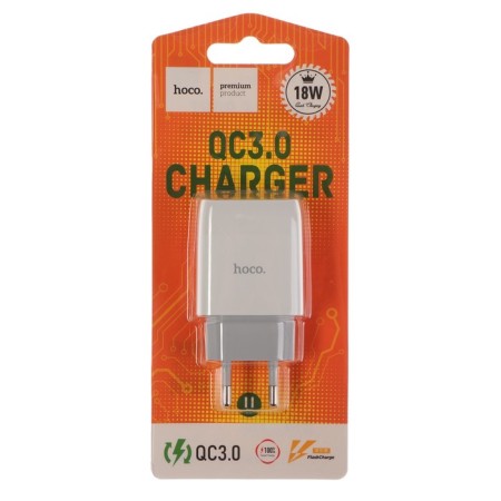 Network charger Hoco C72Q, 18 W, USB Qc3.0 - 3 A, white-3