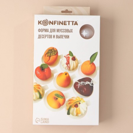 Form for mousse desserts and baking konfinetta "strawberries", silicone, 29 × 17 × 4 cm, 15 cells, white color-4