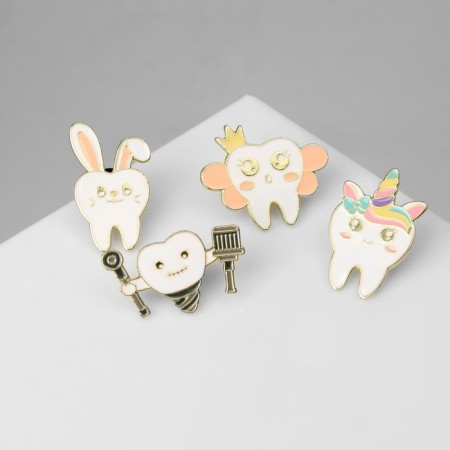 Set of icons (4 pcs.) "Teeth", color in gold-2