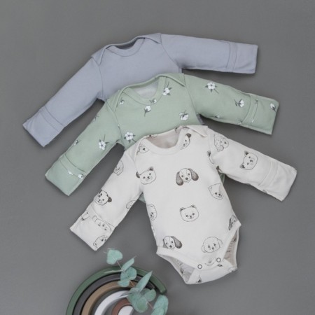 Body Slider Children's Kinderlitto "Soft Cotton" with a long sleeve, height 62-68 cm, 3 pcs