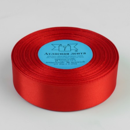Satin tape, 25 mm × 33 ± 2 m, color red No. 111-1