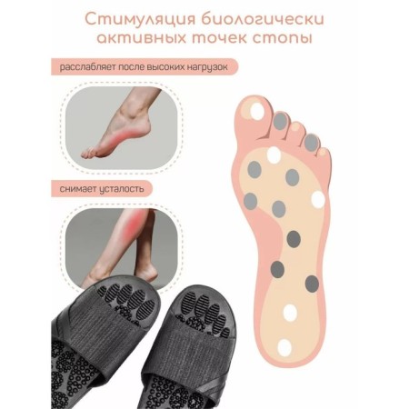 Slippers with a massage effect, open nose, size 38-39, black color-1