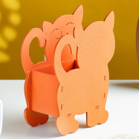 Kashpo wooden "cat" 14.5x7x18.5 cm orange-1