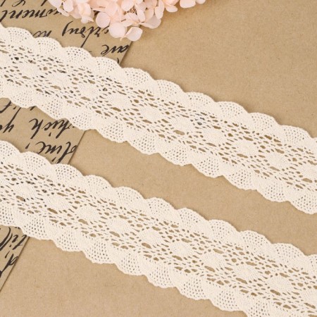 Knitted lace, 50 mm × 10 ± 1 m, beige color-1