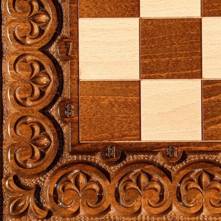 Handmade chess-nards "Patterns with a harsh", 40x20 cm, an array of walnut, Armenia-5