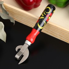 The opener is not riveted, 16 × 4 cm, with an artistic painting and a beech handle, mix