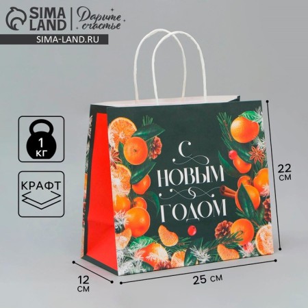 Package Gift Craft "New Year's Eve", 25 x 22 x 12 cm, New Year