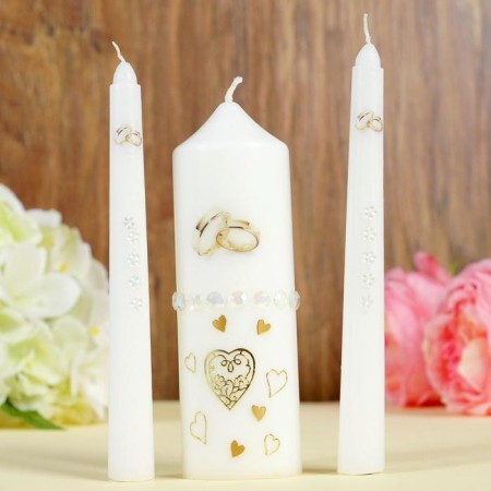 A set of wedding suppositories with beads "Wedding rings", white, handmade, mix-13