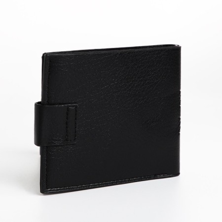 Male purse for magnet, department for bills, for maps, for coins, black color-1