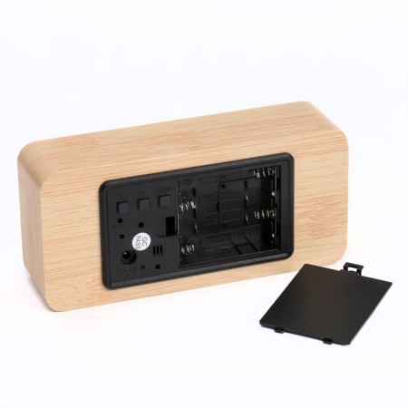 Clock - an alarm clock electronic "digit" desktop with a thermometer, wooden, aaa, USB-2