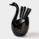 Swan stands for cutlery, 5 items: stand 9 × 6.5 × 16.5 cm, 2 spoons, 2 forks, black color black