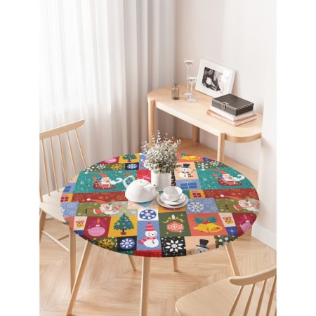 Tables on the table “Met the New Year”, round, oxford, elastic band, size 120x120 cm, diameter 75-100 cm-2