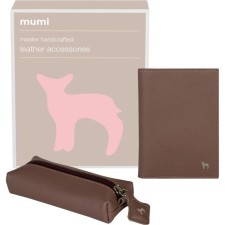 Gift set: cover for passport and key holder, balsamic color