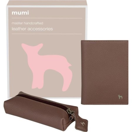 Gift set: cover for passport and key holder, balsamic color