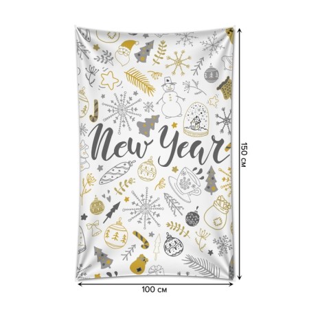 Decorative panel with photo printing "New Year", vertical, size 100x150 cm-1