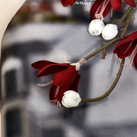 Artificial flowers "Silk White -flowered" 74x4 cm, burgundy-1