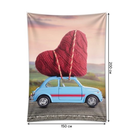 Decorative panel with photo printing "Heart by car", vertical, size 150x200 cm-1