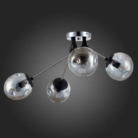 Ceiling EVOLUCE lamp. Sle106002-04. Marea. 4x40 watts, E14, 60x60x29 cm, chrome color, black-4