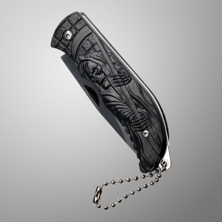 Folding knife "Death with a scythe" 15 cm, blade 65mm/1.4mm, with a chain-2