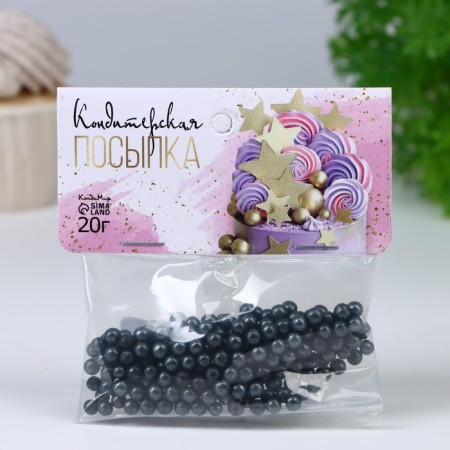 Confectionery sprinkling balls 4 mm, black, 20 g-1