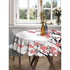 The tablecloth on the table “Blinding Sakura”, round, Saten, d = 150 cm
