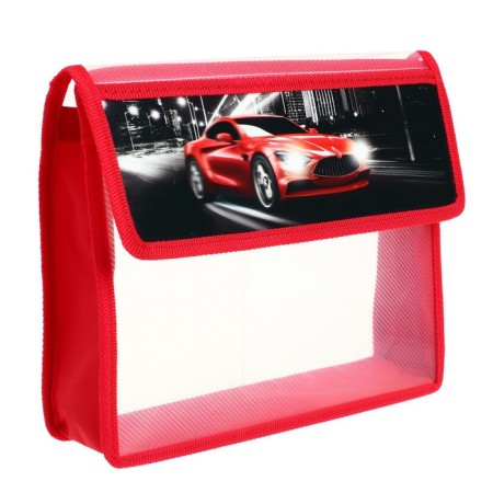 A5 notebook folder (230 x 190 x 50 mm), with Velcro valve, plastic/textiles, calligrata, "car", with a corner-1