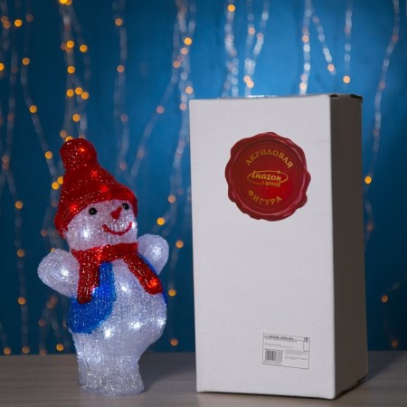 LED figure "Snowman-Figurist" 20 × 29 × 17 cm, acrylic, 24 LED, 220 V, glow of white-2