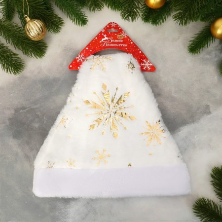 New Year's cap "Snowflakes" 29x38 cm, white-1