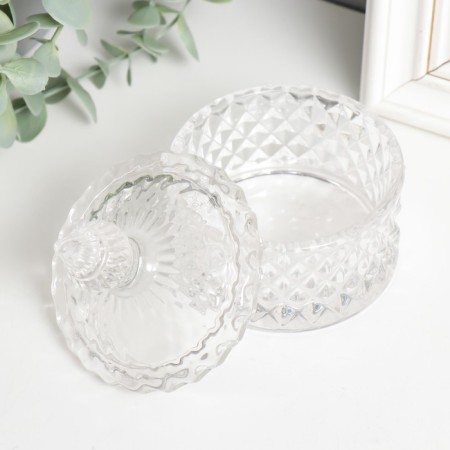 Casket Glass "Rombs and Dome" Transparent 10x8x8 cm-1