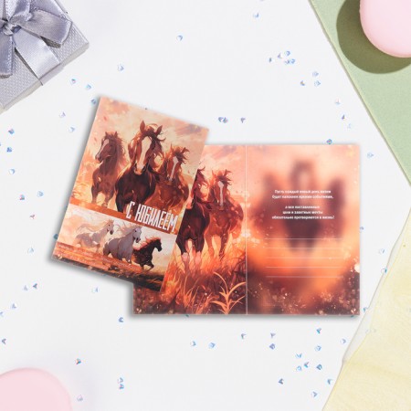 Postcard "Happy Anniversary!" horses, 21 x 14 cm
