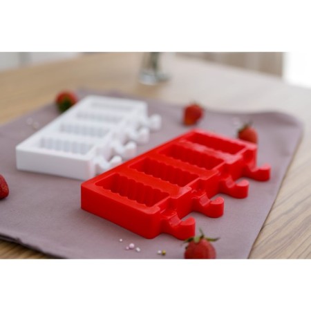 Form for ice cream shares "Monica", silicone, 19.5 × 11 cm, 4 cells (6.7 × 3.2 cm), color mix-8