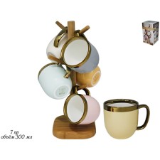 Set of mugs on the Lenardi stand, 300 ml, 6 items