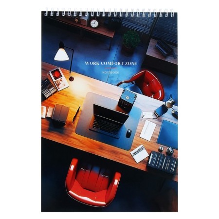 Notepad A4, 80 sheets in the cage on the crest "Office", cover coated cardboard, hard substrate, mix-3