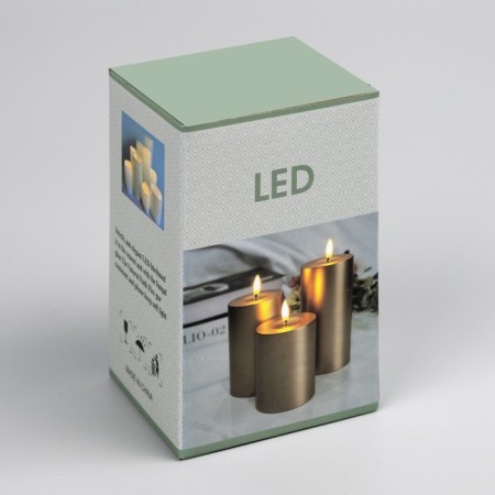 Beige LED candle, 7 × 13 × 7 cm, plastic, AAX2 batteries (not complete), warm white glow-3