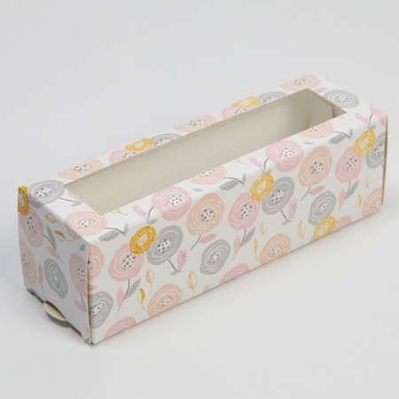 Box for Makarun, confectionery packaging "Flowerers", 5.5 x 18 x 5.5 cm