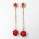 New Year! Earrings "New Year" hanging, ball and snowflake, red color in gold